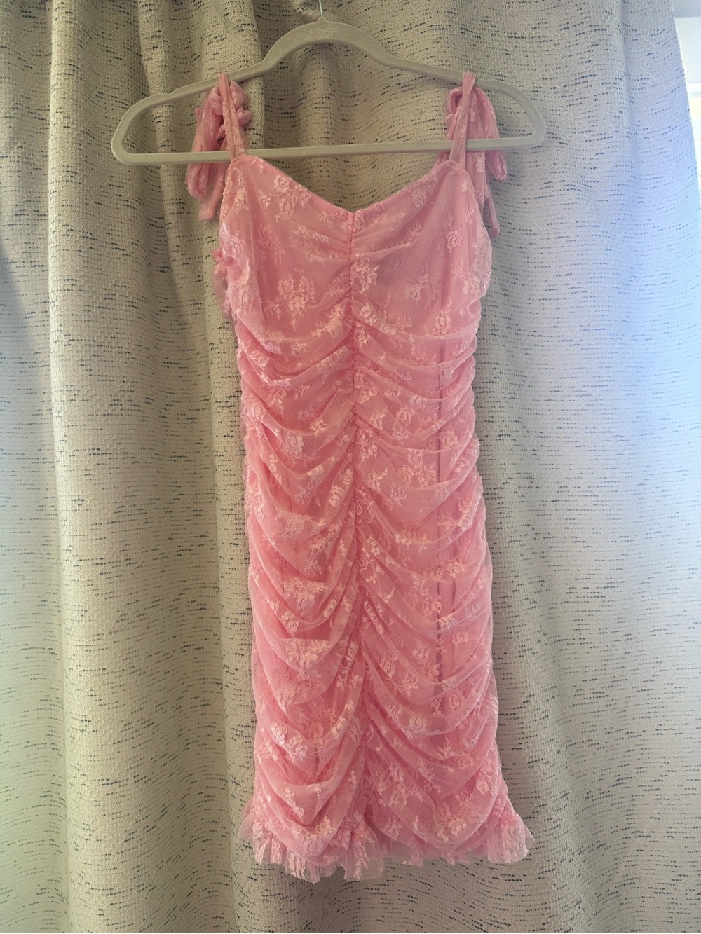 Lulu's Light Pink Lace Tie-Shoulder Dress